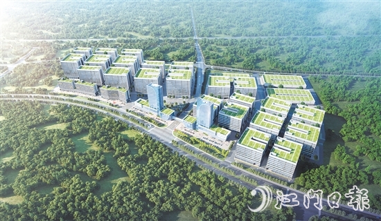 深圳科技園灣西國(guó)際食品谷項(xiàng)目是恩平市重點(diǎn)打造的5.0產(chǎn)業(yè)平臺(tái)，深化一二三產(chǎn)有機(jī)融合，打造產(chǎn)加銷(xiāo)一體化的“大農(nóng)場(chǎng)”“大廚房”“大平臺(tái)”“大市場(chǎng)”。圖為項(xiàng)目效果圖。