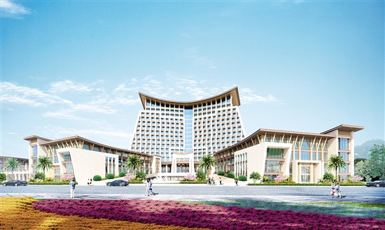 騰奕溫泉頤養(yǎng)城項(xiàng)目總投資16億元，是臺(tái)山市“百千萬工程”重點(diǎn)項(xiàng)目。圖為項(xiàng)目效果圖。