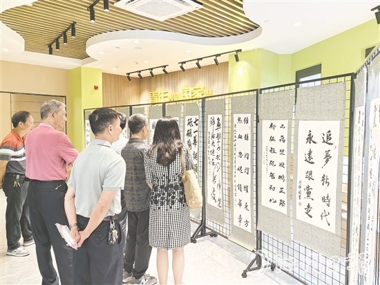 群眾在恩平市黨群服務(wù)中心參觀展覽。