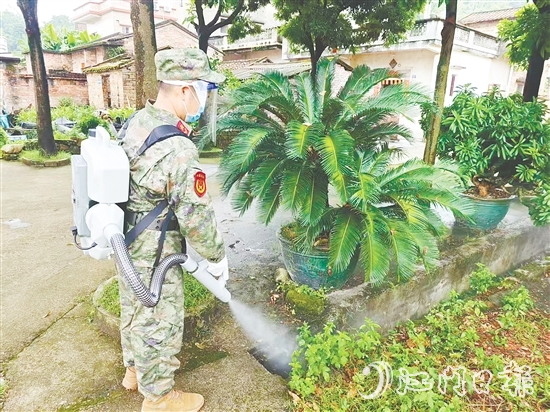 張家雄開展蚊蟲消殺工作。