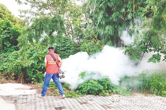 水口鎮(zhèn)開展專業(yè)消殺，有效降低蚊媒密度，保障群眾健康。