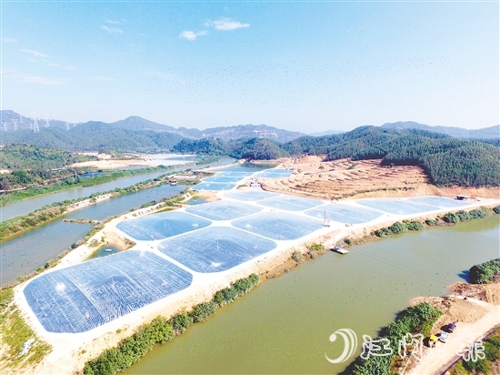 近年來，恩平市大力發(fā)展現(xiàn)代農(nóng)業(yè)與食品產(chǎn)業(yè)集群。圖為位于橫陂鎮(zhèn)藍田村的恩平市鎮(zhèn)海灣藍田青蟹養(yǎng)殖基地。胡偉杰