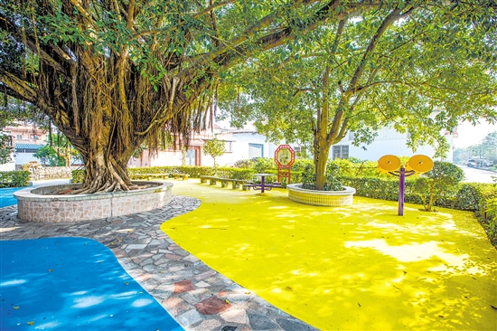 鶴山推動(dòng)村居小公園環(huán)境整治，為群眾提供舒適的生活環(huán)境。圖為位于桃源鎮(zhèn)的一處口袋公園。